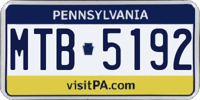 PA license plate MTB5192