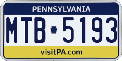 PA license plate MTB5193
