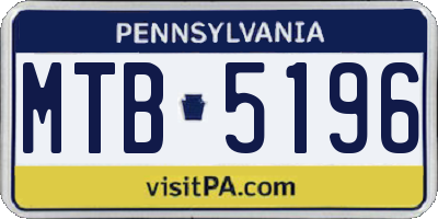 PA license plate MTB5196