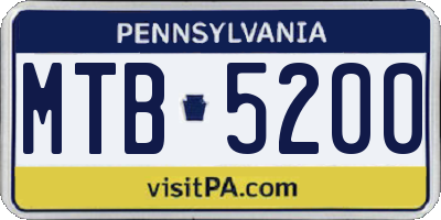 PA license plate MTB5200