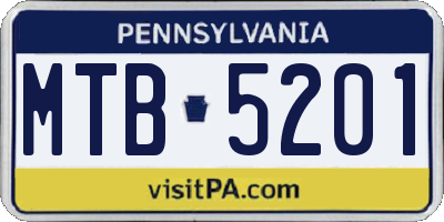 PA license plate MTB5201