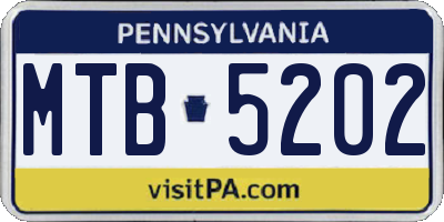 PA license plate MTB5202