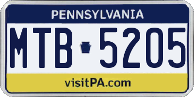 PA license plate MTB5205