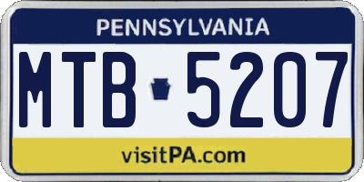 PA license plate MTB5207