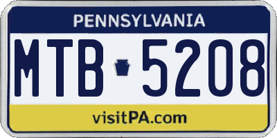 PA license plate MTB5208