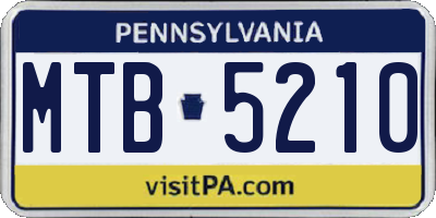 PA license plate MTB5210
