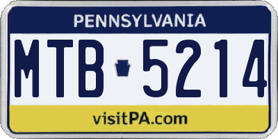 PA license plate MTB5214