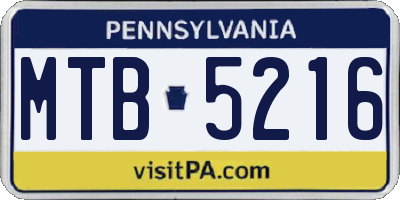 PA license plate MTB5216