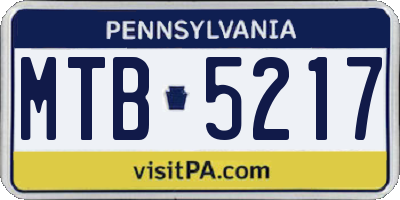 PA license plate MTB5217