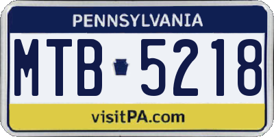 PA license plate MTB5218