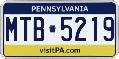 PA license plate MTB5219