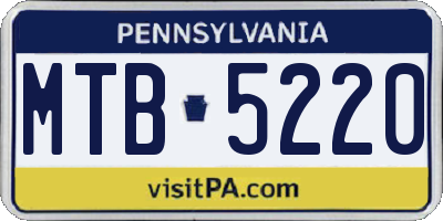 PA license plate MTB5220