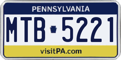 PA license plate MTB5221