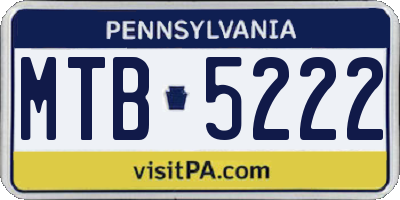 PA license plate MTB5222