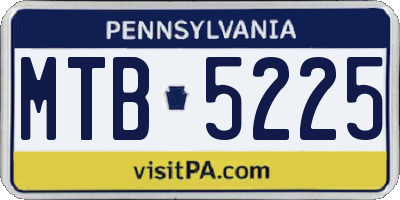 PA license plate MTB5225