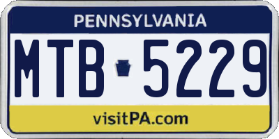 PA license plate MTB5229