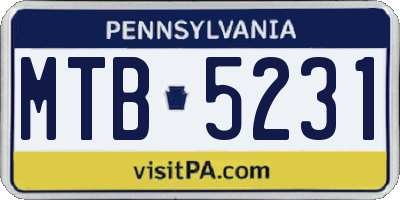 PA license plate MTB5231