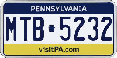 PA license plate MTB5232