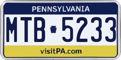 PA license plate MTB5233