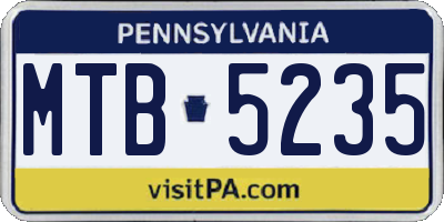 PA license plate MTB5235