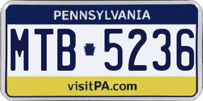 PA license plate MTB5236