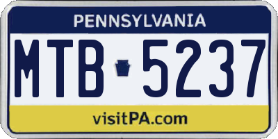 PA license plate MTB5237