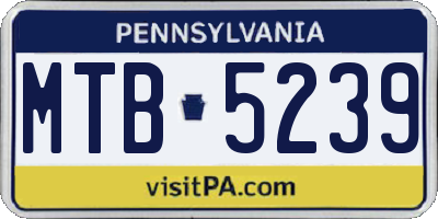PA license plate MTB5239