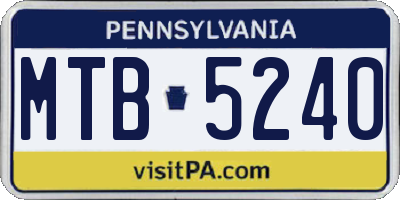PA license plate MTB5240