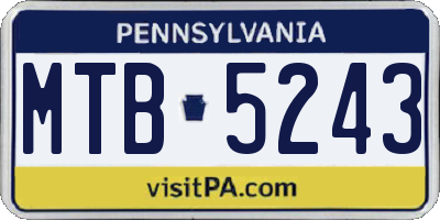 PA license plate MTB5243