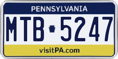 PA license plate MTB5247
