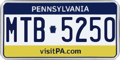 PA license plate MTB5250
