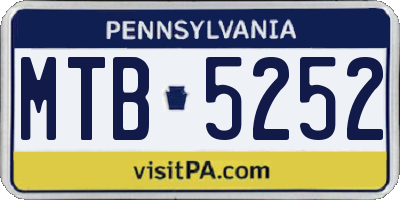 PA license plate MTB5252