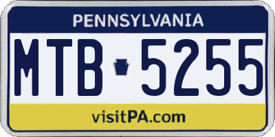 PA license plate MTB5255