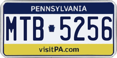 PA license plate MTB5256