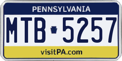 PA license plate MTB5257