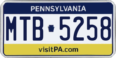 PA license plate MTB5258
