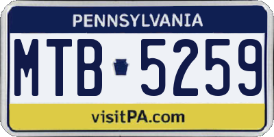 PA license plate MTB5259