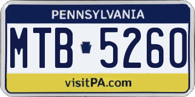 PA license plate MTB5260