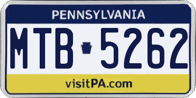 PA license plate MTB5262