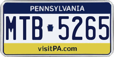 PA license plate MTB5265
