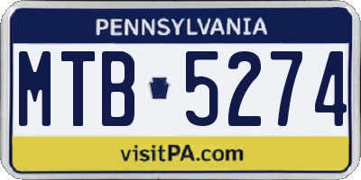 PA license plate MTB5274