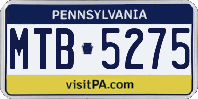 PA license plate MTB5275