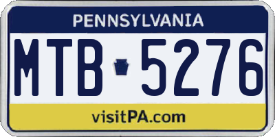PA license plate MTB5276