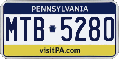 PA license plate MTB5280