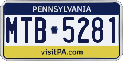 PA license plate MTB5281