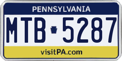 PA license plate MTB5287