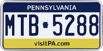 PA license plate MTB5288