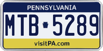 PA license plate MTB5289