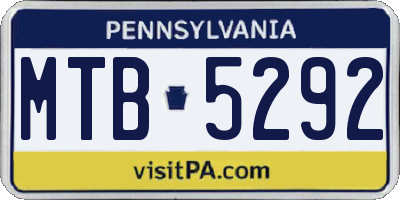 PA license plate MTB5292
