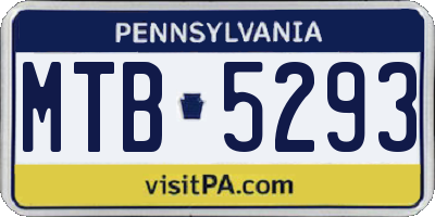 PA license plate MTB5293